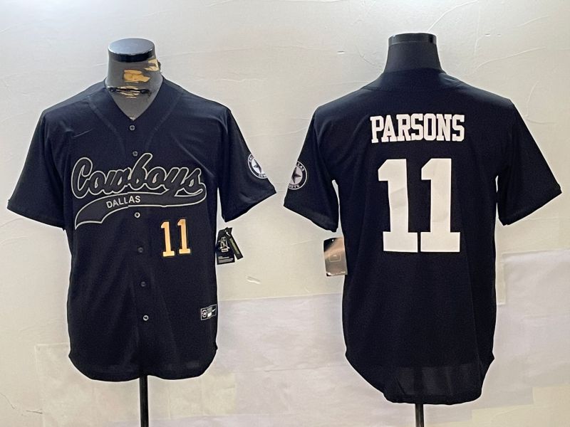 Men Dallas Cowboys 11 Parsons Black Joint Name 2024 Nike Limited NFL Jersey style 3